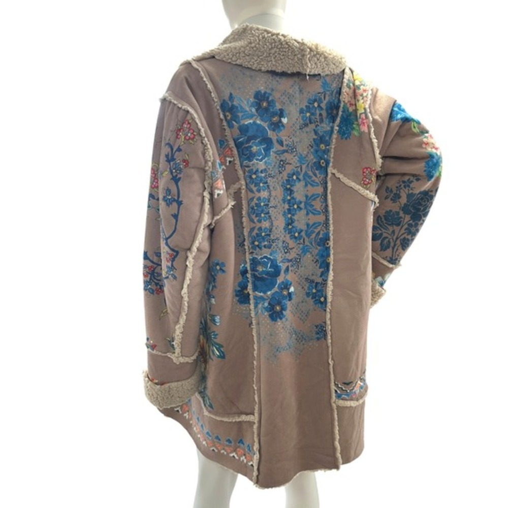 Johnny Was Steppa Sherpa Faux Suede‎ Coat XL Floral Patchwork Embroidered - Picture 4 of 12